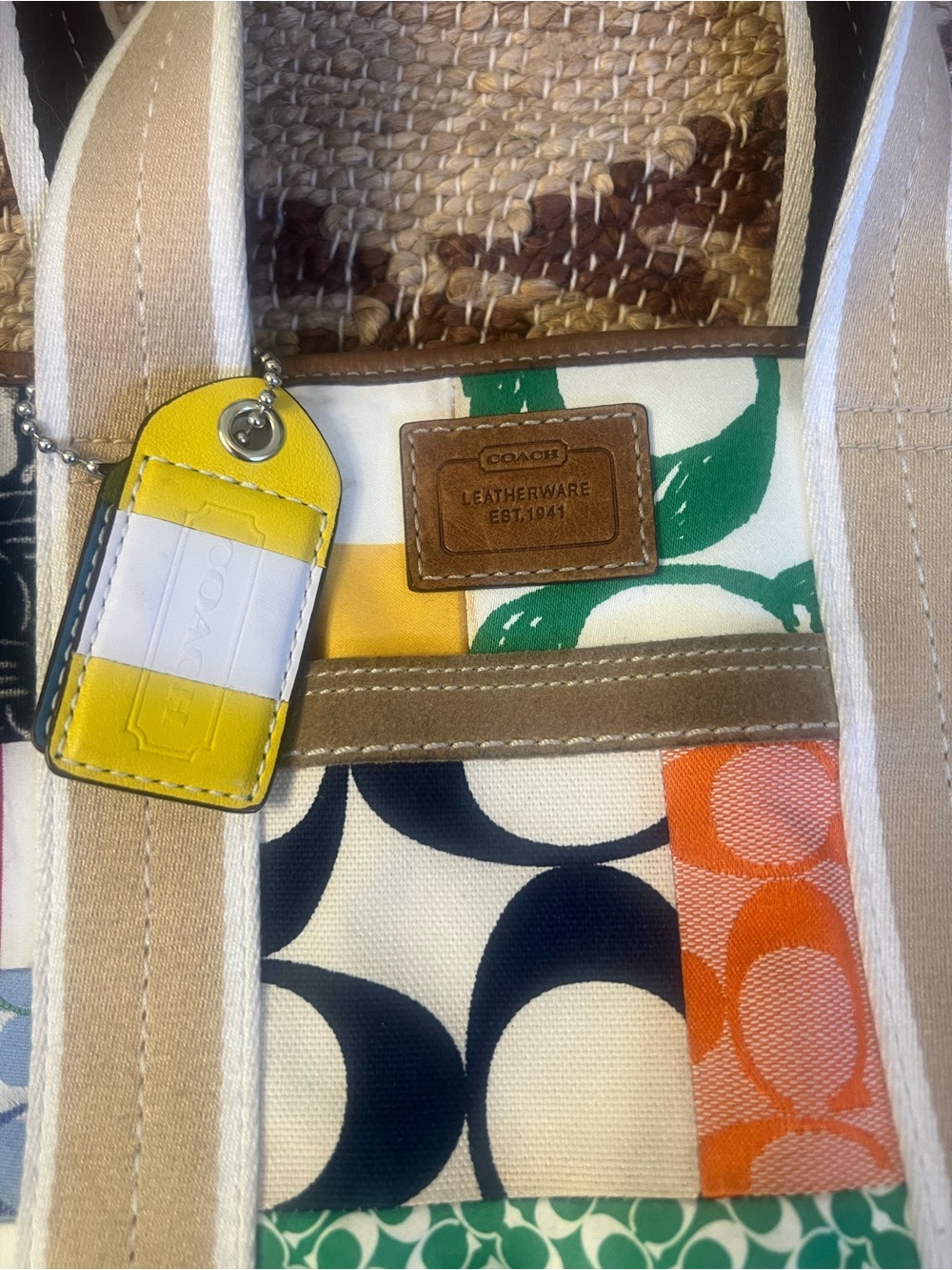 Vintage Coach Hamptons Patchwork Weekend Tote Bag Y2K Multicolor - Picture 3 of 8